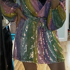 Multicolor Sequin Party Dress